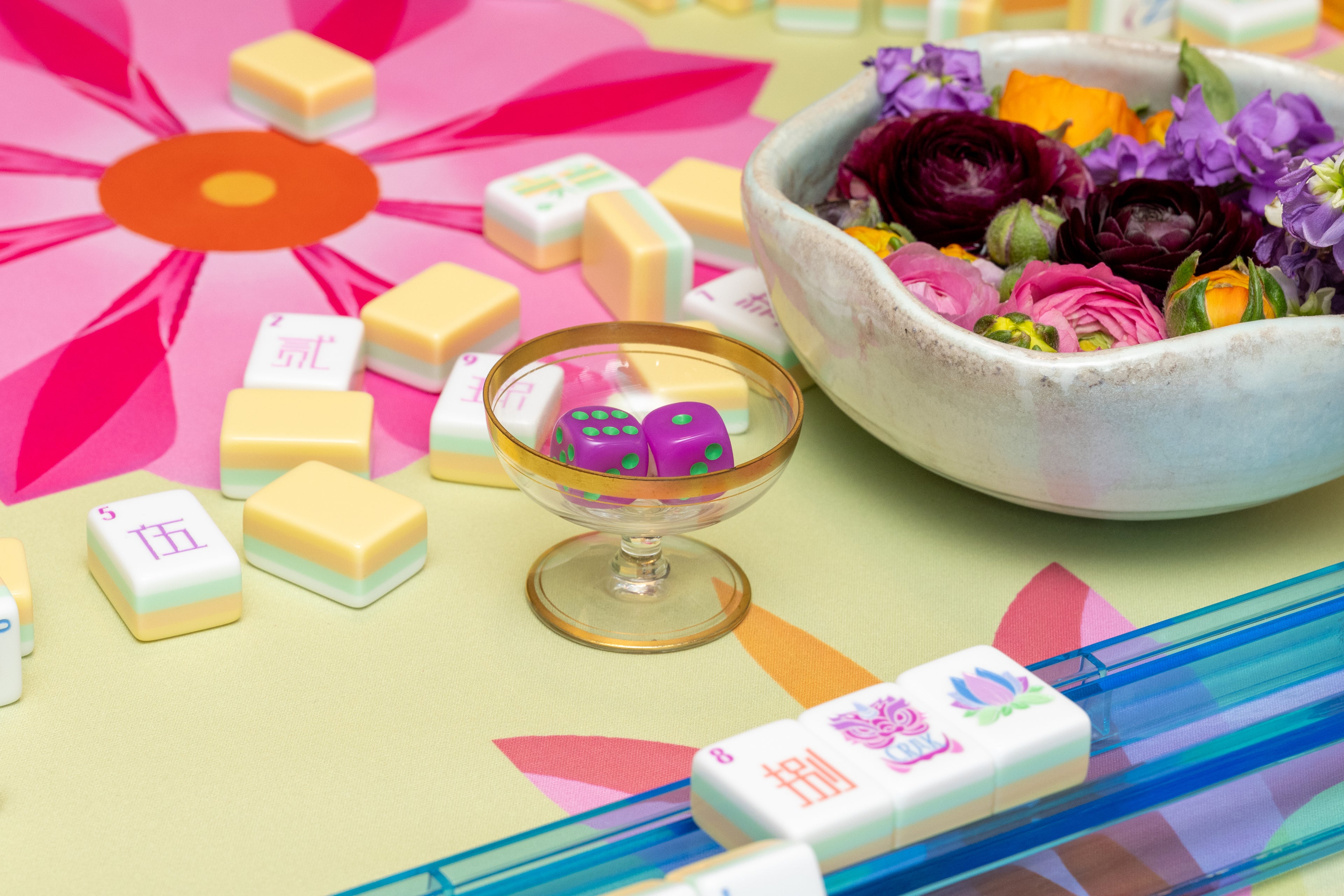 Dice Holder~ 1900's blown glass with gold edges footed salt holder